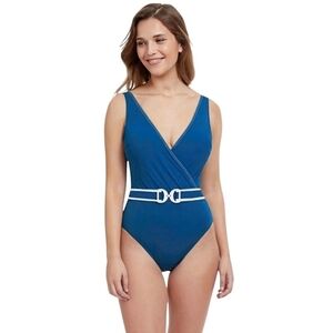 NEW Profile by Gottex Women's V-Neck One Piece Swimsuit